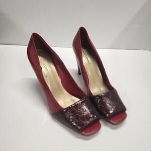 EUC pierre dumas red open toe heels 9 m